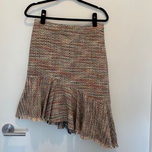 Asymmetrical Tweed Skirt Halogen worn once pink orange blue yellow spring color